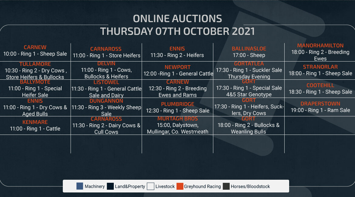 Online Auctions – Thursday Calendar 07/10/2021