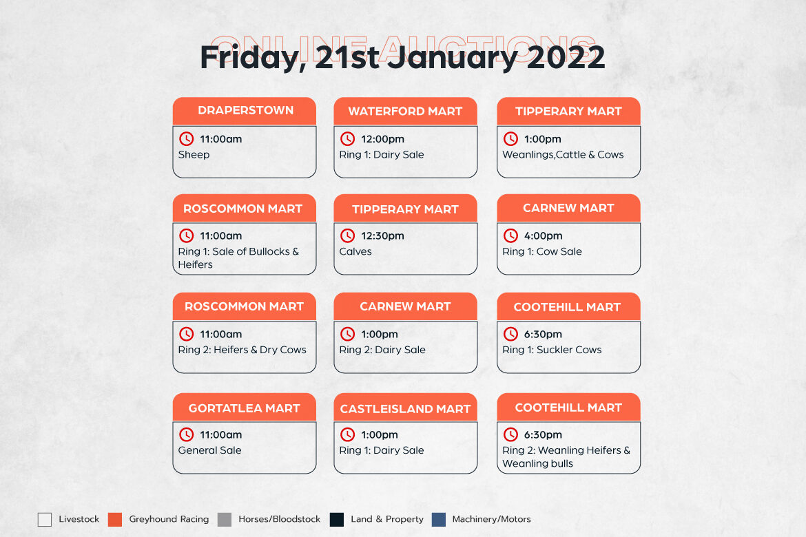 Online Auctions – Friday’s Calendar 21/01/2022
