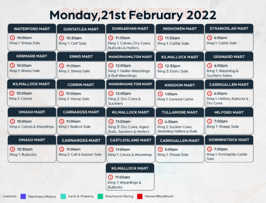 Online Auctions – Monday’s Calendar 21/02/2022