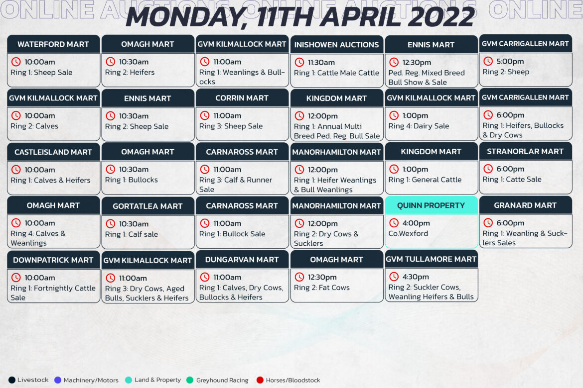 Online Auctions – Monday’s Calendar 11/04/2022