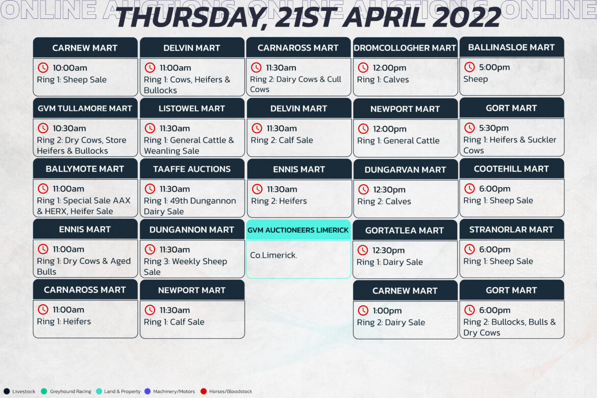 Online Auctions – Thursday’s Calendar 21/04/2022