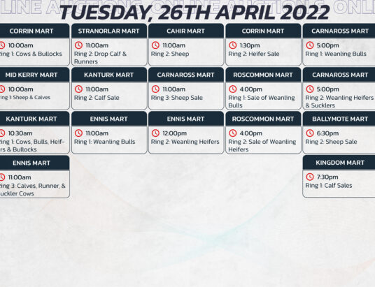 Online Auctions – Tuesday’s Calendar 26/04/2022