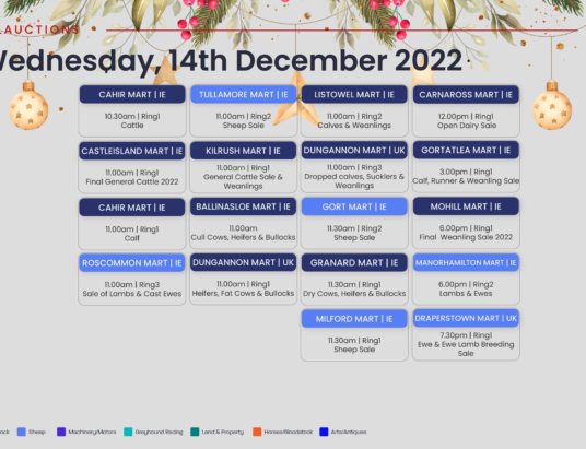 Online Auctions – Wednesday’s Calendar 14/12/2022