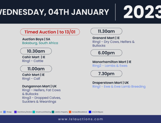 Online Auctions – Wednesday’s Calendar 04/01/2023