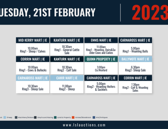 Online Auctions – Tuesdays Calendar 21/02/2023
